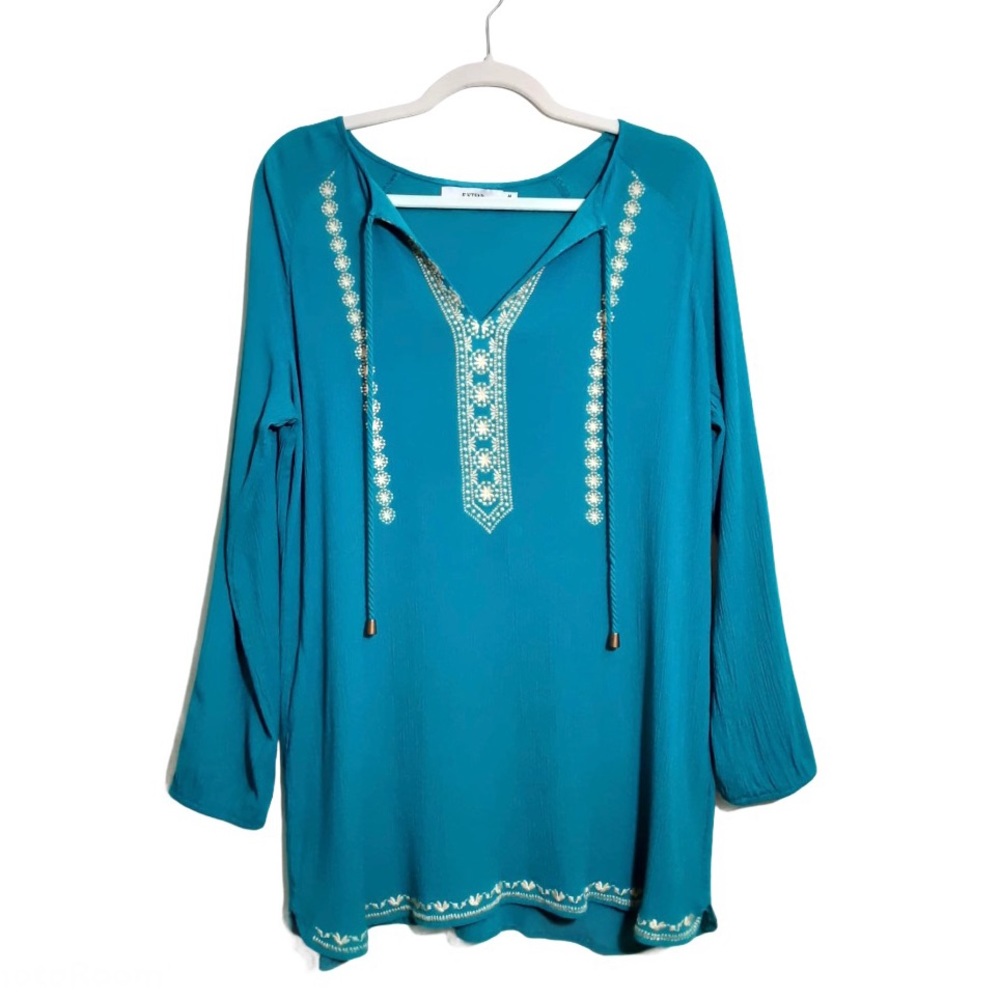 JUSTFAB Tunic Blouse Embroidered Top Size Medium